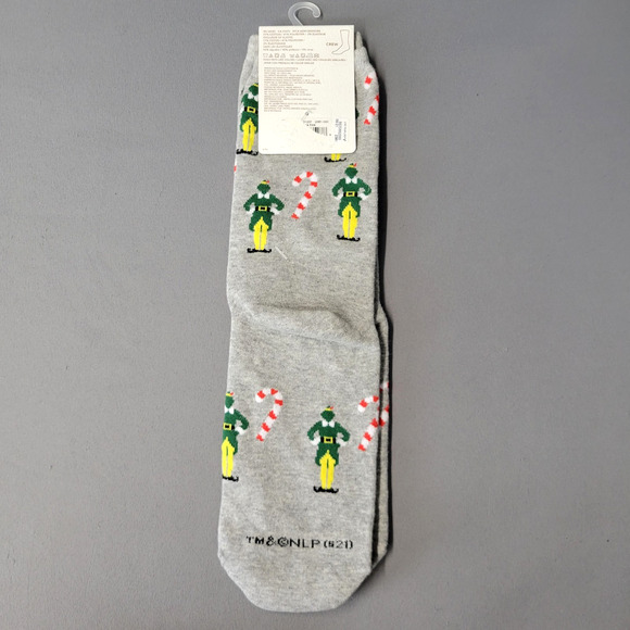 American Eagle Socks Mens One Size Gray Crew Elf Movie Angry Buddy Christmas New - Picture 3 of 8